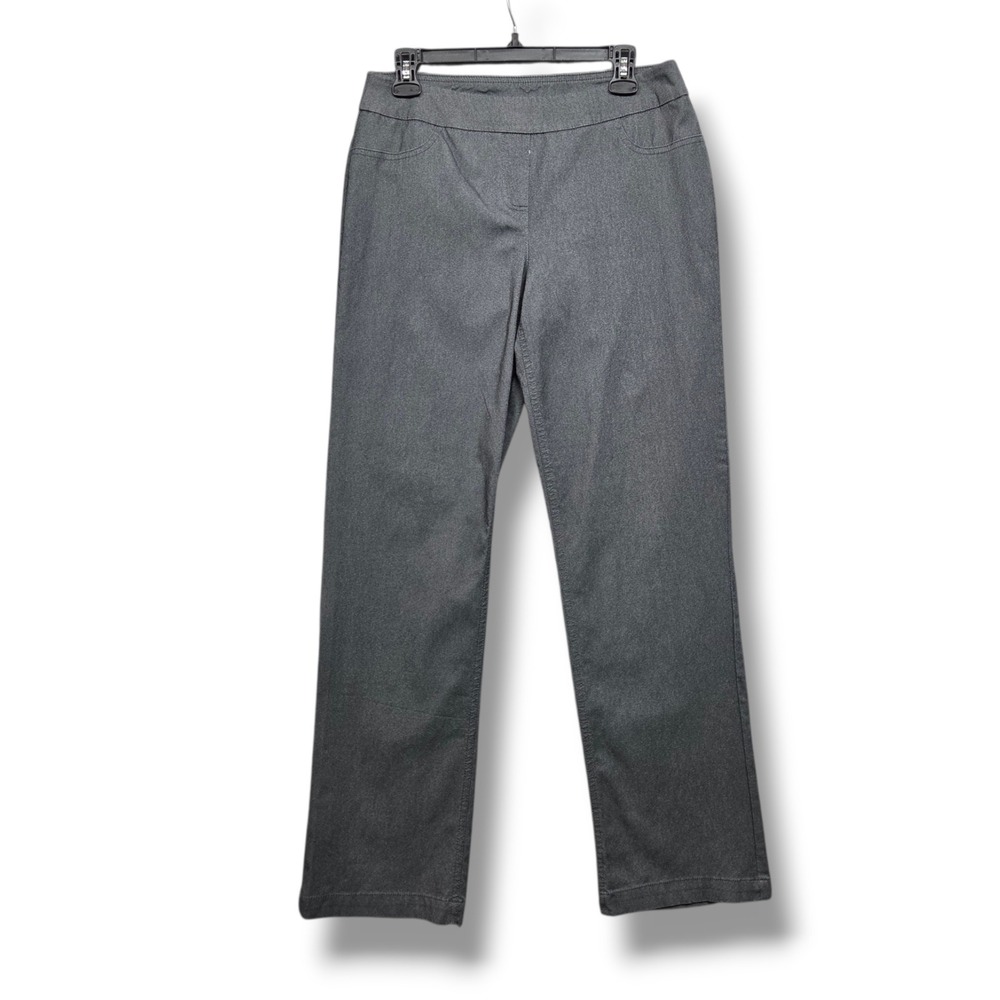 Slim Sation Straight Leg Trouser Womens 10 Gray Mid Rise Pull On Pants